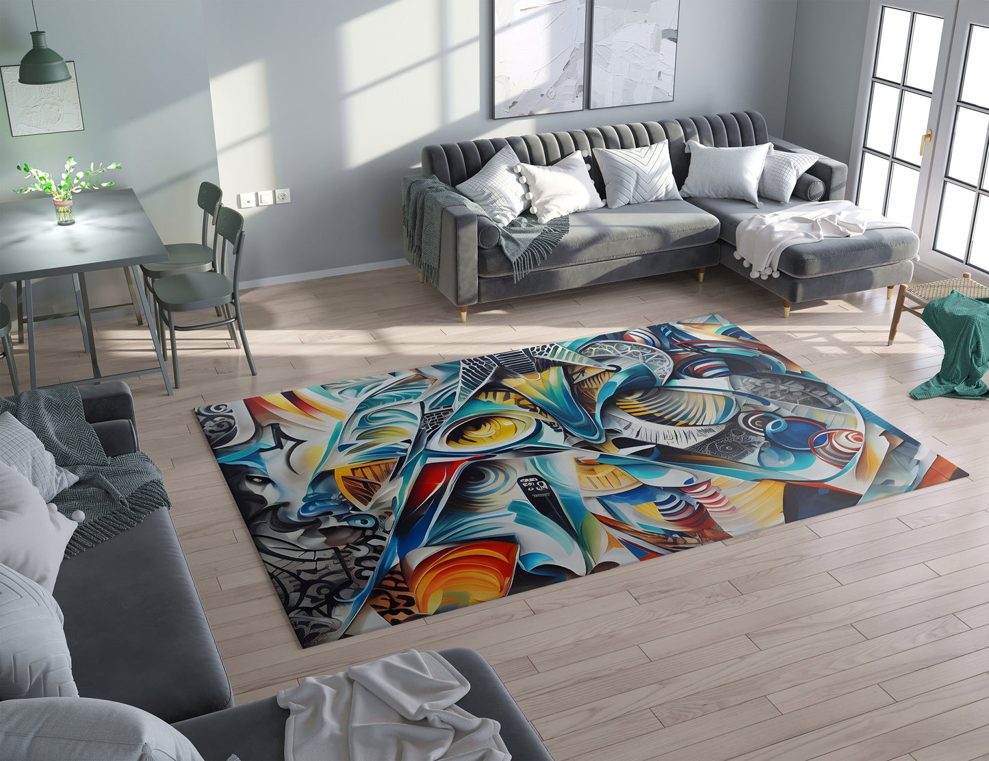 Abstract Rug graffiti blue orange african rugs colorful 2x3 3x5 5x7 round 8x10 large rugs africa floor mat street art