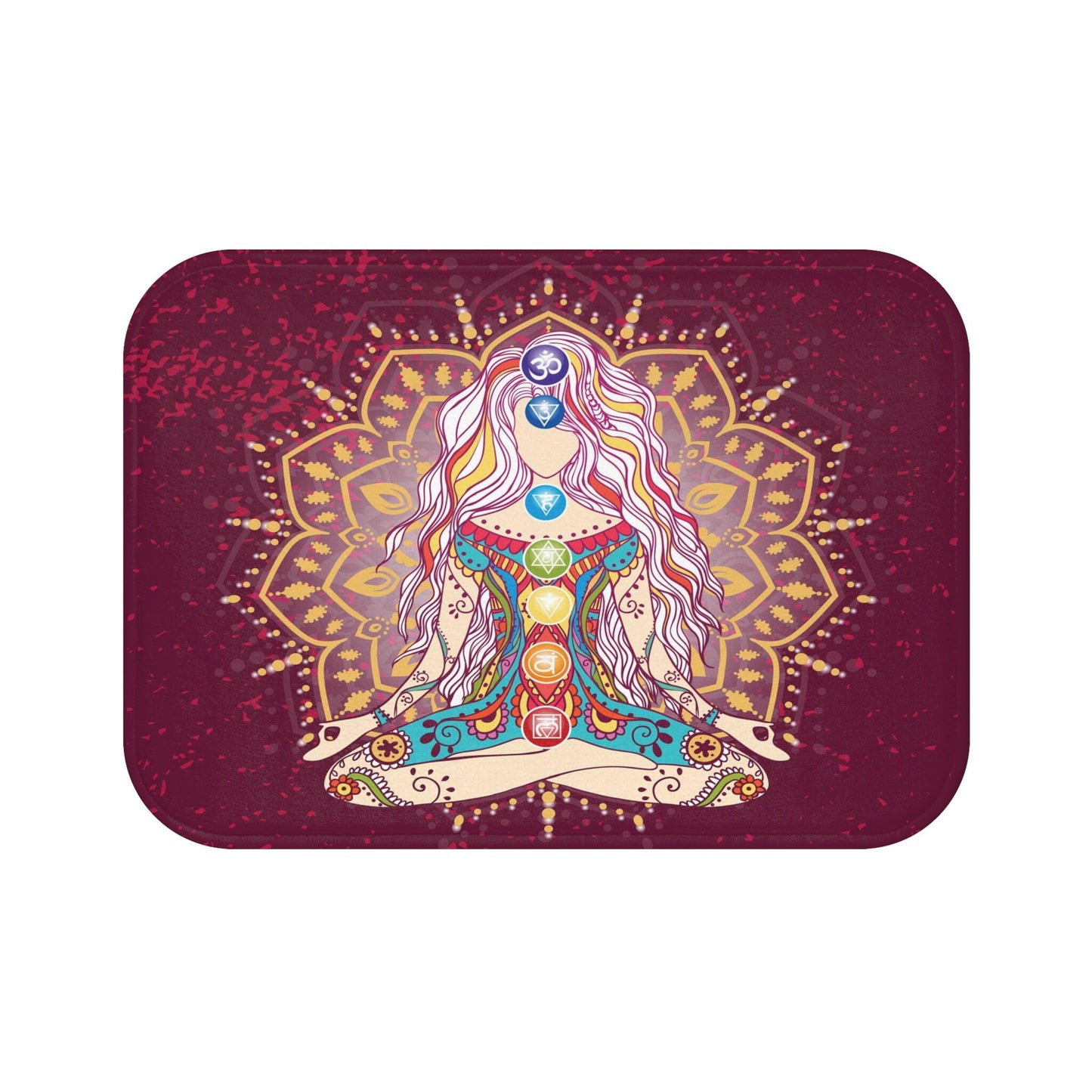 Chakra bath mat bathmat chakras red yogi mandala yoga bath decor