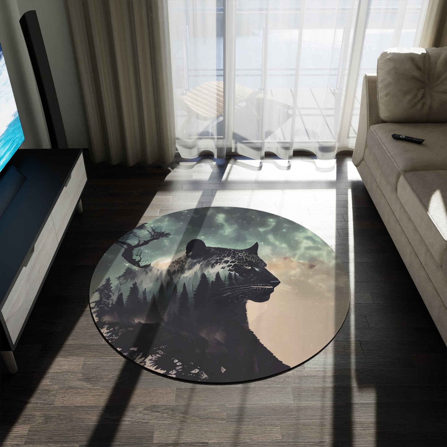 Black Jaguar Rug Leopard Panther in mountains spirit animal rugs