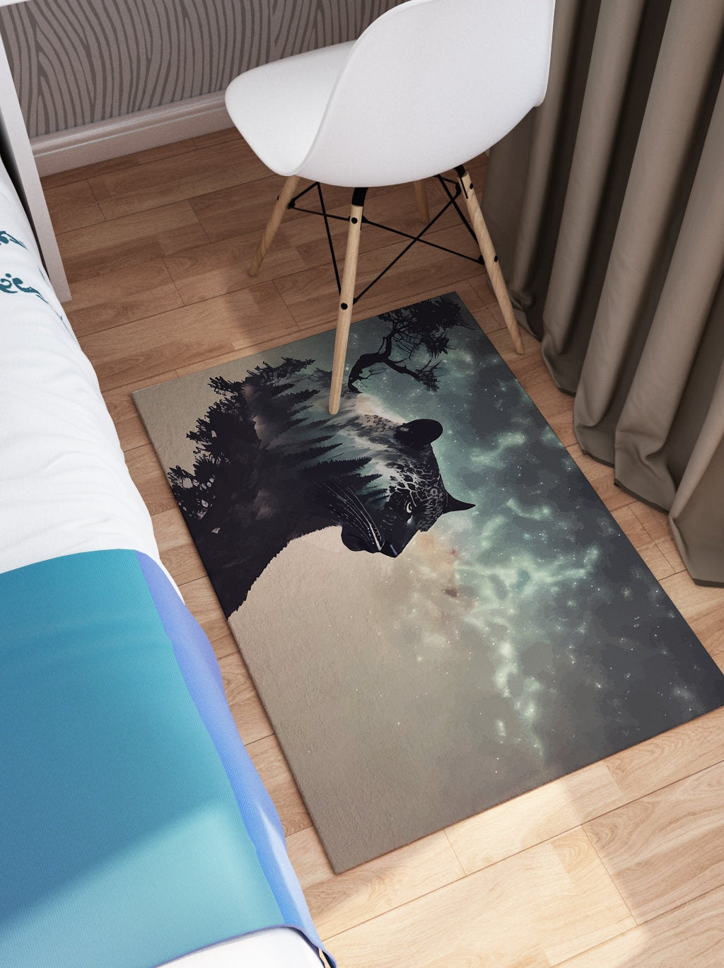 Black Jaguar Rug Leopard Panther in mountains spirit animal rugs