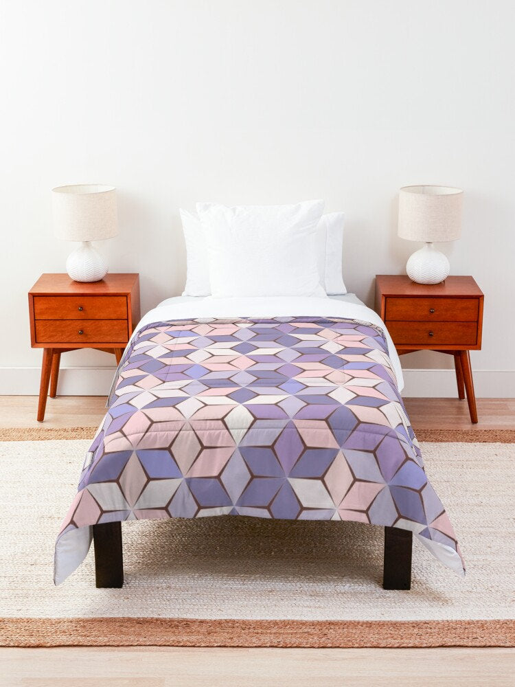 Pink Purple Geometric Duvet Cover or Comforter lavender bedding