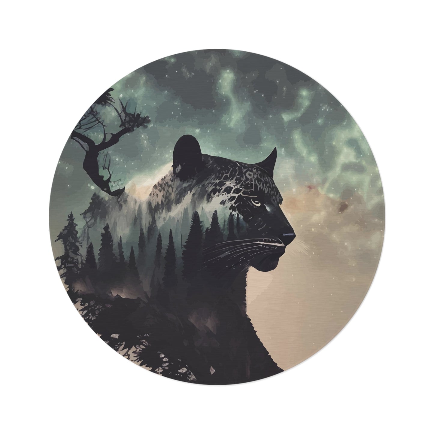 Black Jaguar Rug Leopard Panther in mountains spirit animal rugs