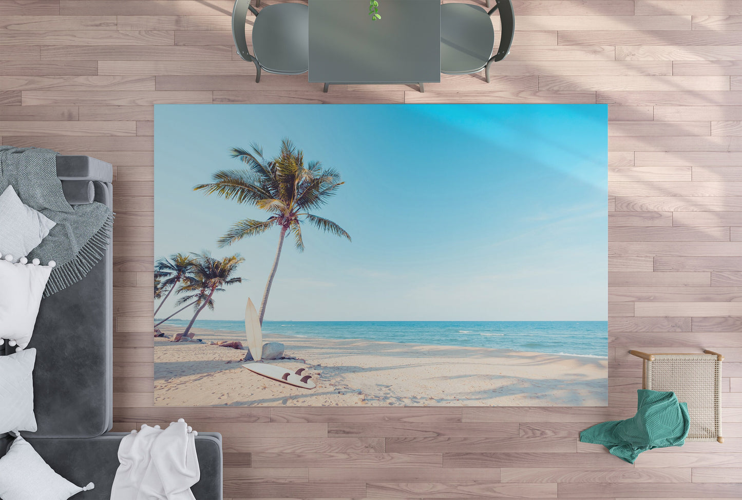 Beach Surfboards Rug Beige Rug Ocean Rug Beachy Floor Rug 2x3 3x5 4x6 5x7 8x10 Large rugs ocean decor