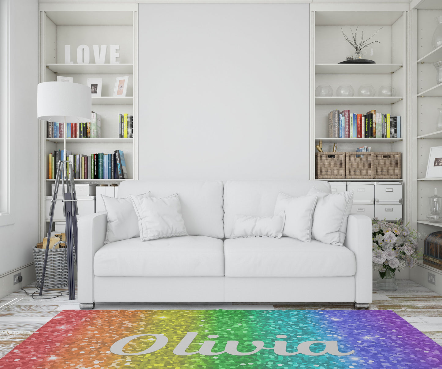 Custom Name Rainbow Rug 3'x5' 4'x6' 5'x7' Large personalized rainbow rugs rainbow floor mat