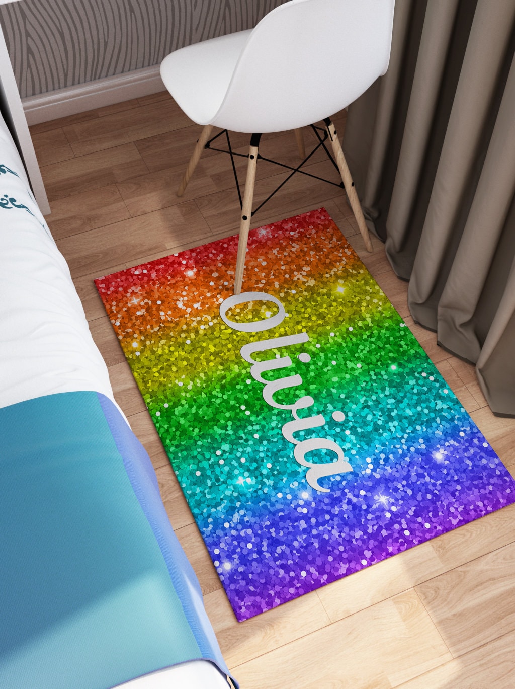 Custom Name Rainbow Rug 3'x5' 4'x6' 5'x7' Large personalized rainbow rugs rainbow floor mat