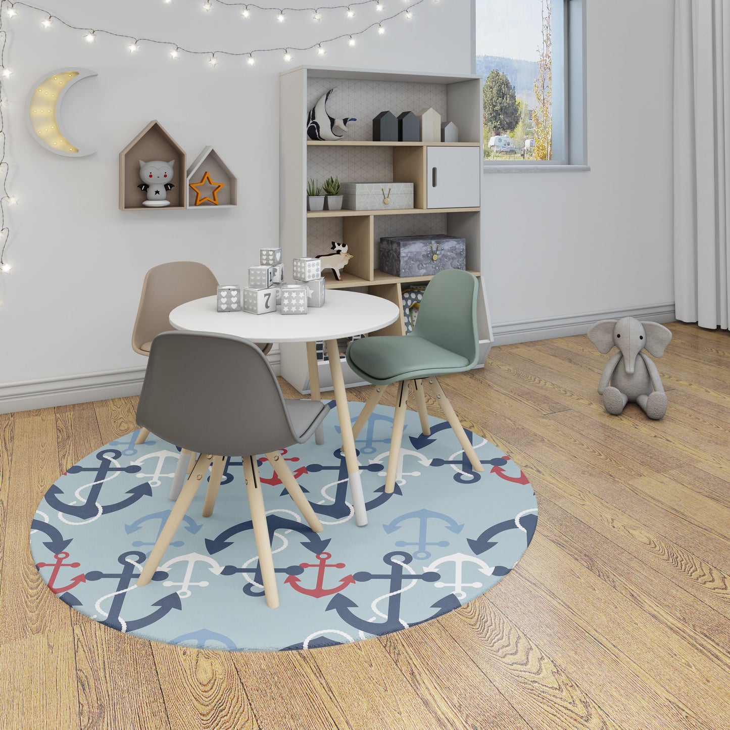 Anchors Rug baby blue navy red nautical rugs coastal