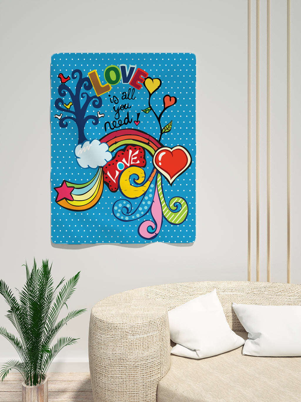 All You Need Is Love Tapestry Love Tapestries Hippy Wall Art Love Artwork Blue Tapestry Kids Children Nursery Decor Cute Tapestries Red Blue