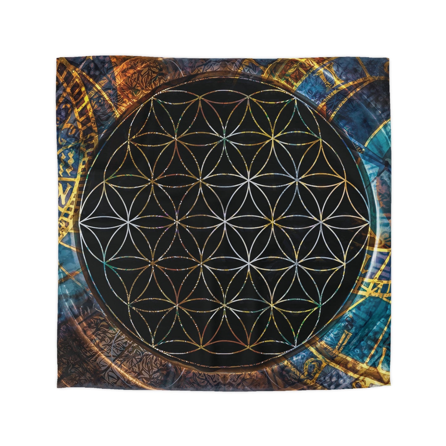 Sacred Geometry Comforter or Duvet Cover flower of life bedding spiritual duvet black comforter flower of life comforter spiritual bedding