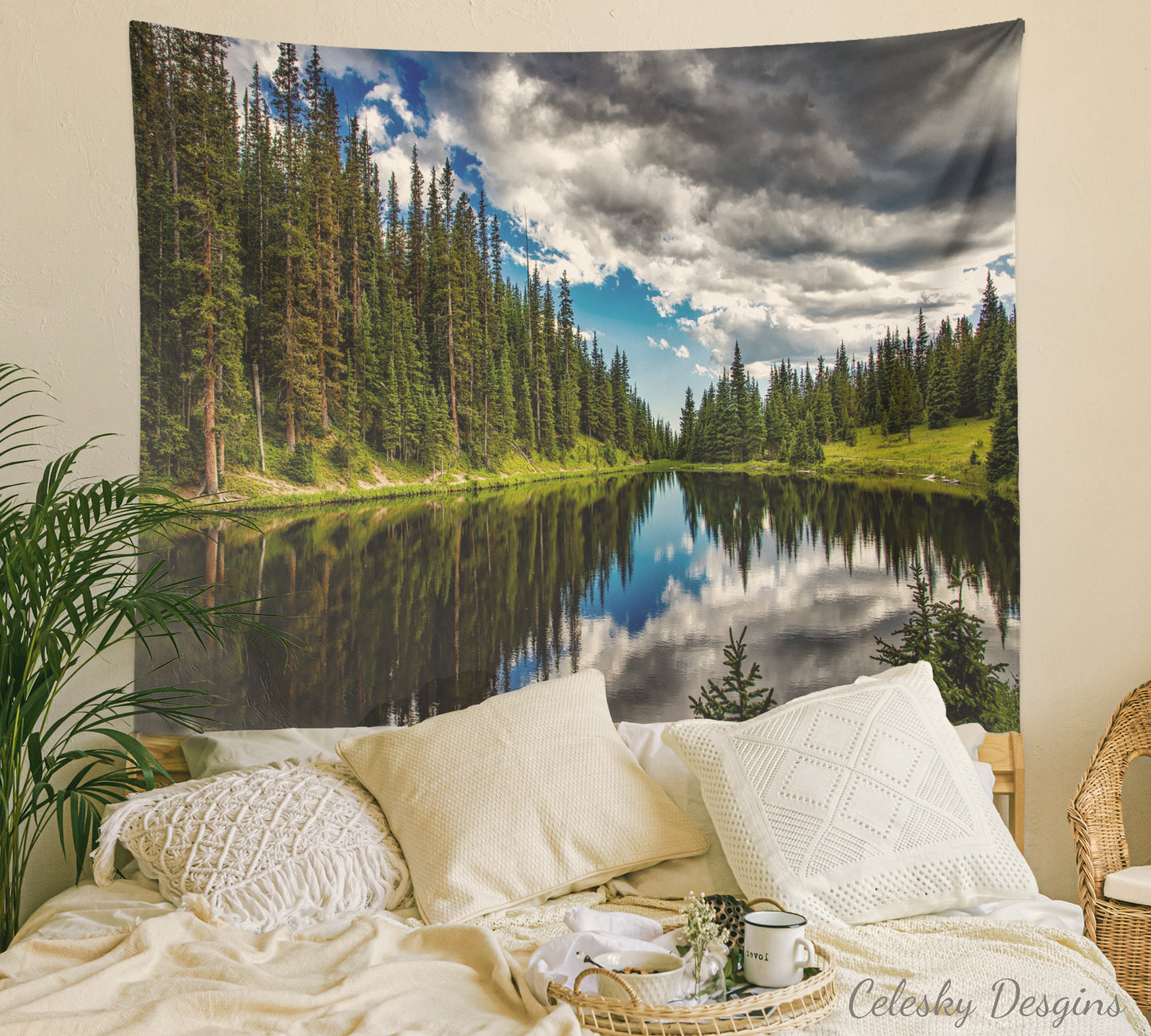 Lake in Mountains Tapestry nature tapestries