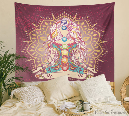 Chakra Red Tapestry meditation Tapestry Spiritual Yoga Tapestries Chakras Art