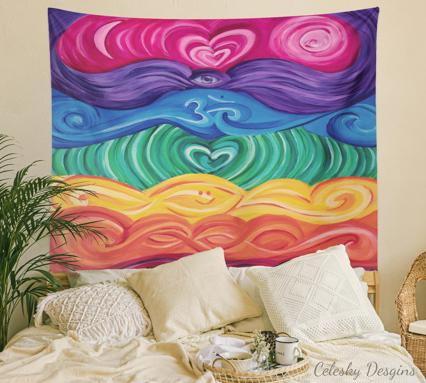 Chakra Tapestry Rainbow Tapestry Gay Spiritual Tapestries Yoga Tapestries Chakras Tapestry Artsy Unique Colorful Tapestry