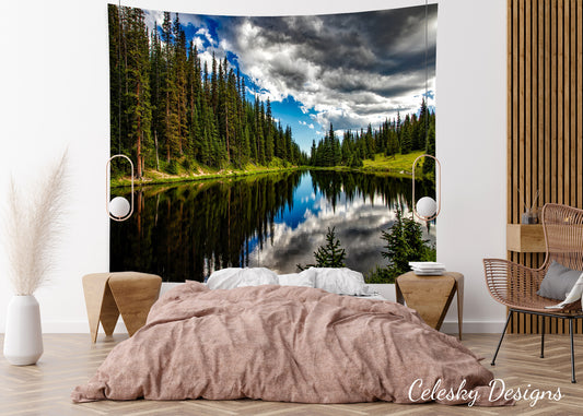 Lake in Mountains Tapestry nature tapestries