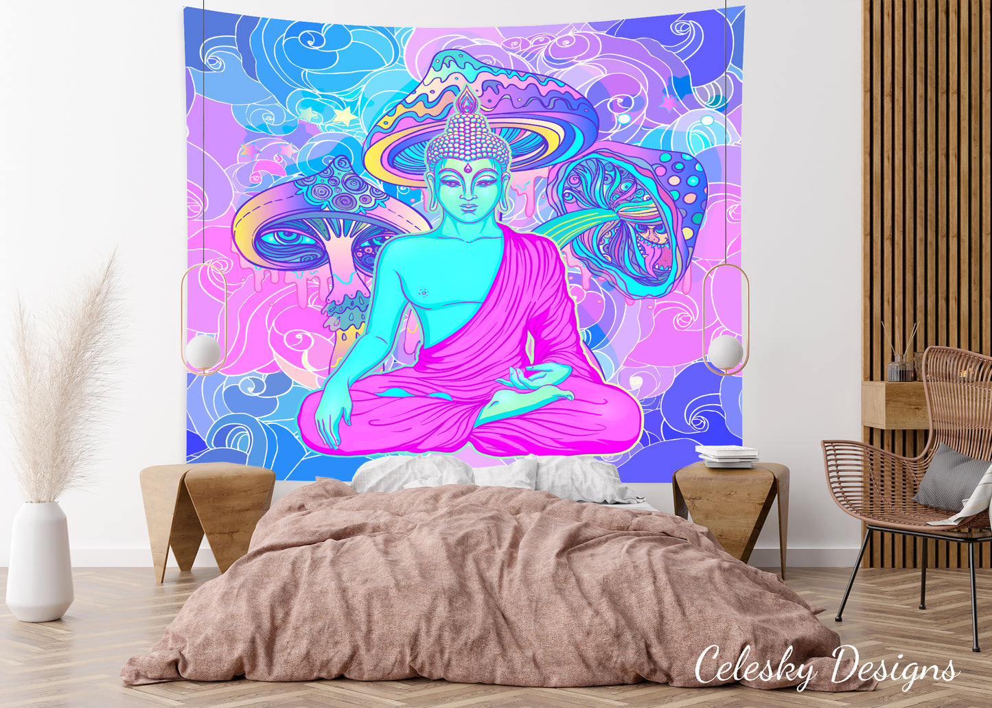 Buddha Shrooms Tapestry magic mushrooms psychedelic tapestries trippy