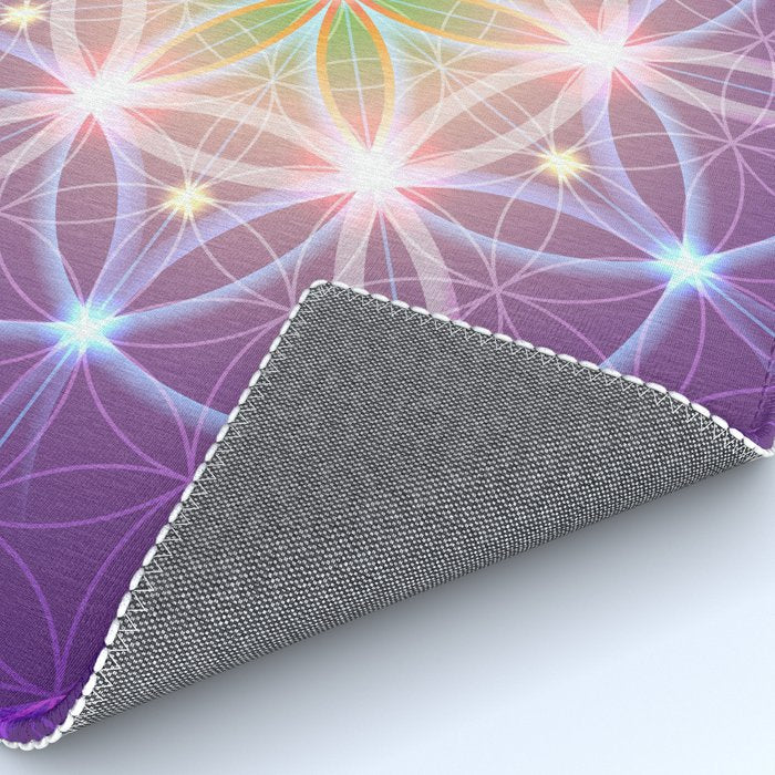 Purple Sacred Geometry Rug crystal grid spiritual Rug flower of life Floor Rug Mat 3x5 4x6 8x10 Large rugs (Copy)