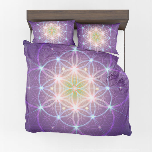 Purple Sacred Geometry Comforter or Duvet Cover bedding spiritual bedding flower of life comforter yoga comforter meditation duvet cover (Copy)