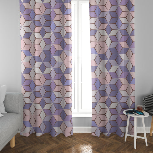 Pink Purple Window Curtains colorful girly geometric Drapery window treatment