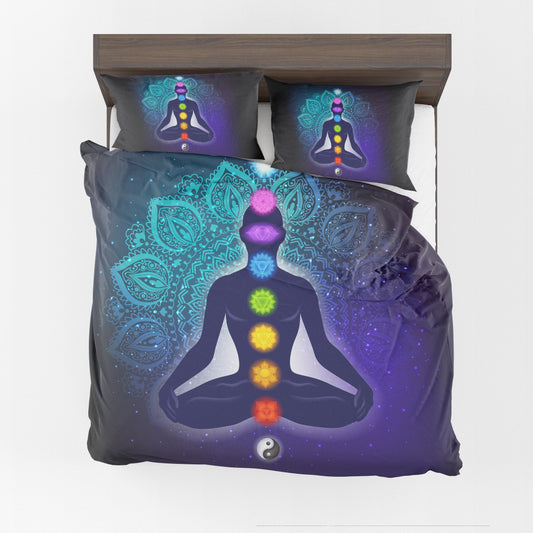 Chakra Blue Duvet Cover or Comforter spiritual meditation bedding