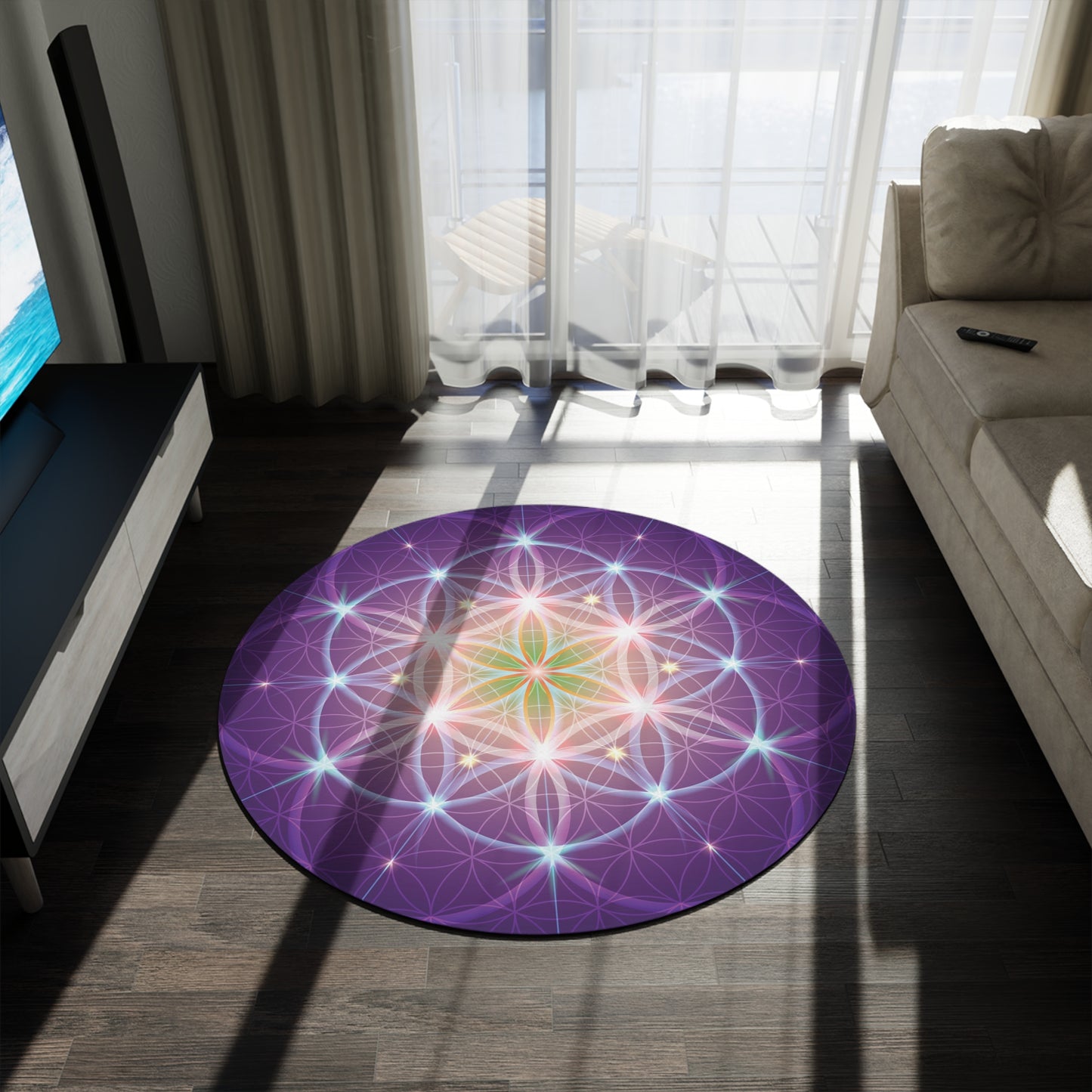 Purple Sacred Geometry Rug crystal grid spiritual Rug flower of life Floor Rug Mat 3x5 4x6 8x10 Large rugs (Copy)