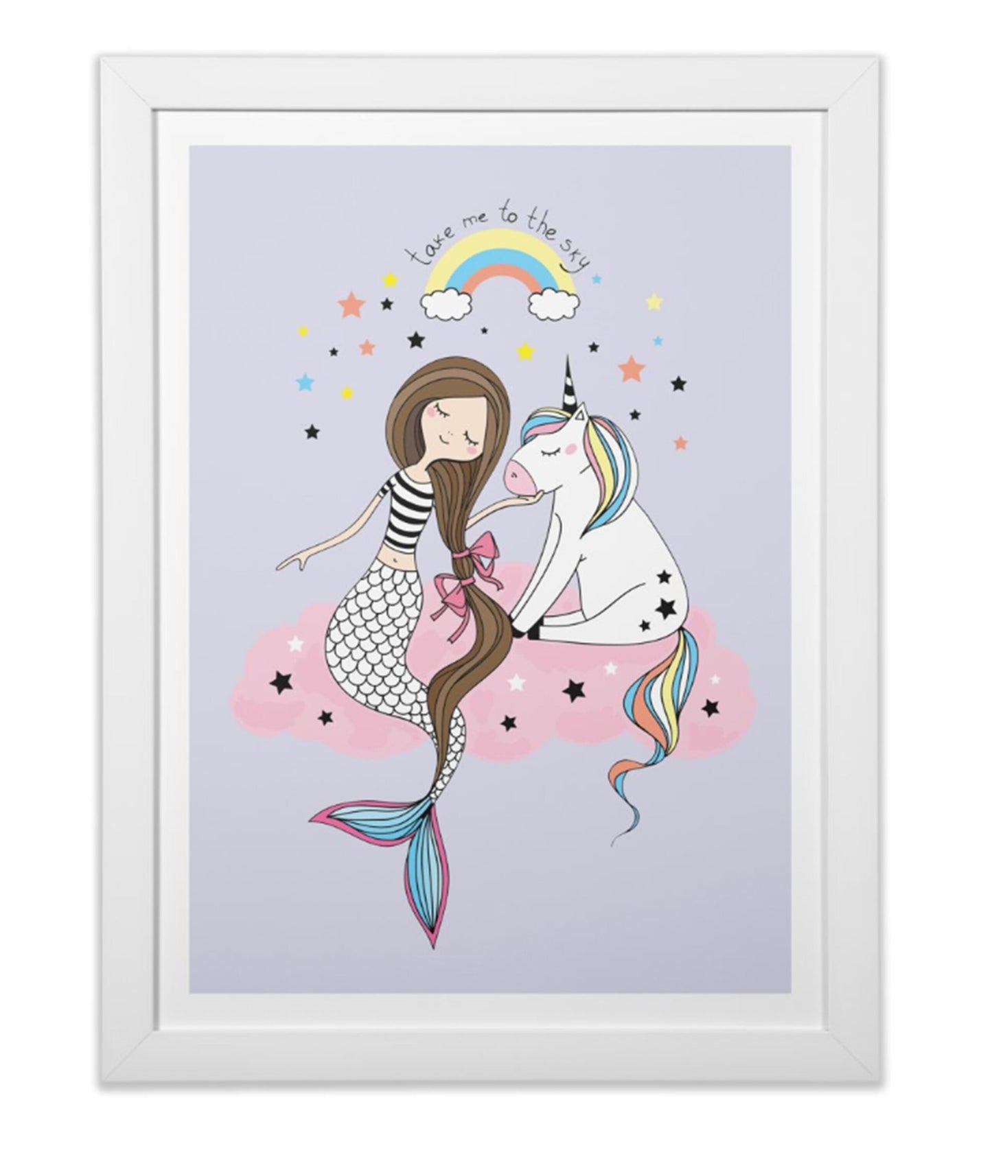 Mermaid Unicorn Poster or Framed Art print Unique Gift Girls Room art unicorn wall hanging unicorn Decor mermaid art girly art unicorn art
