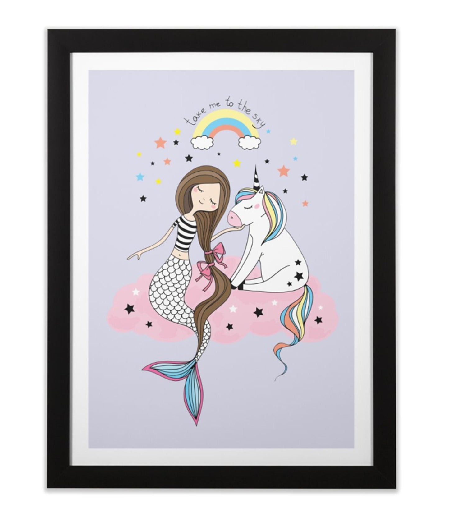 Mermaid Unicorn Poster or Framed Art print Unique Gift Girls Room art unicorn wall hanging unicorn Decor mermaid art girly art unicorn art