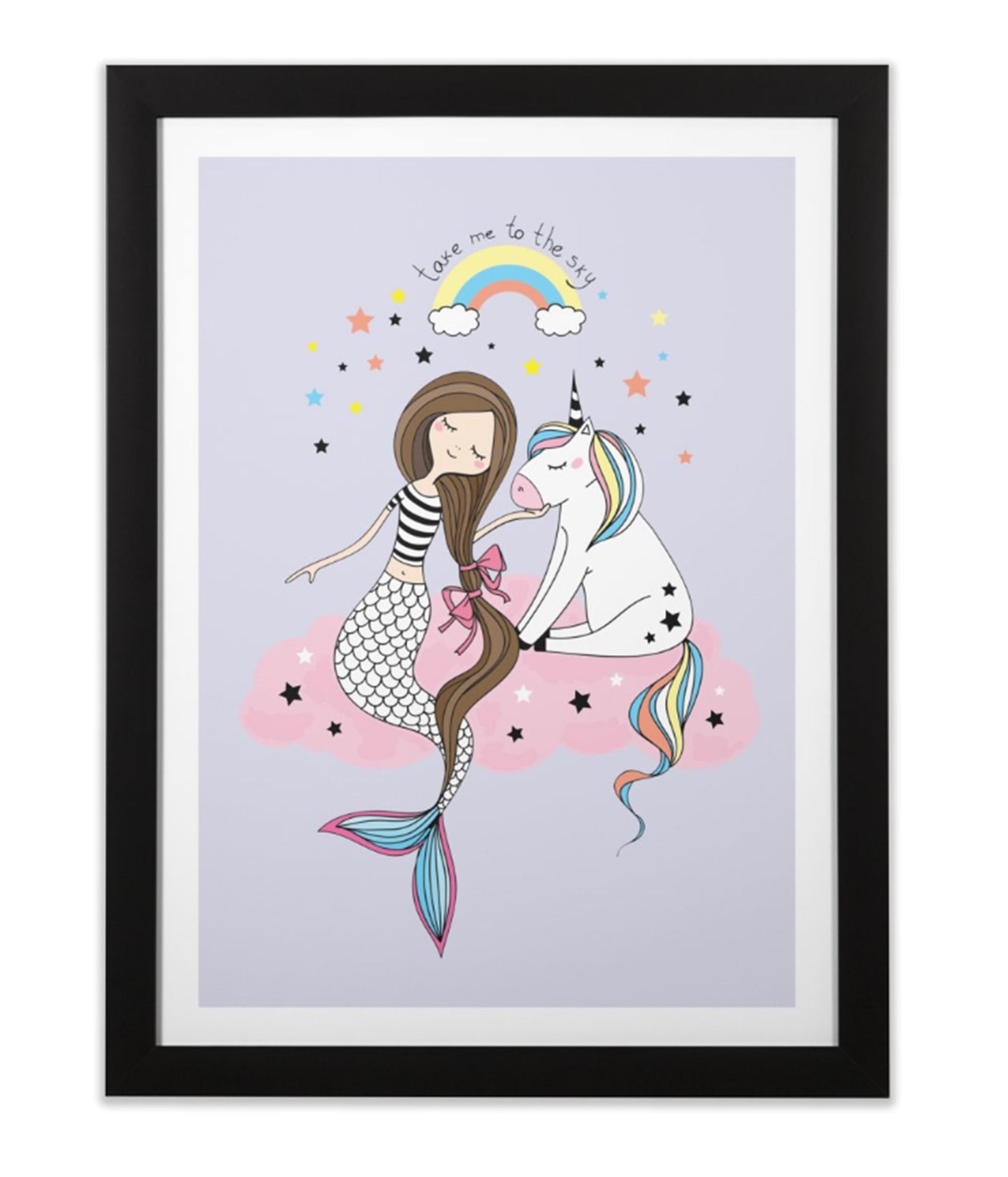 Mermaid Unicorn Poster or Framed Art print Unique Gift Girls Room art unicorn wall hanging unicorn Decor mermaid art girly art unicorn art
