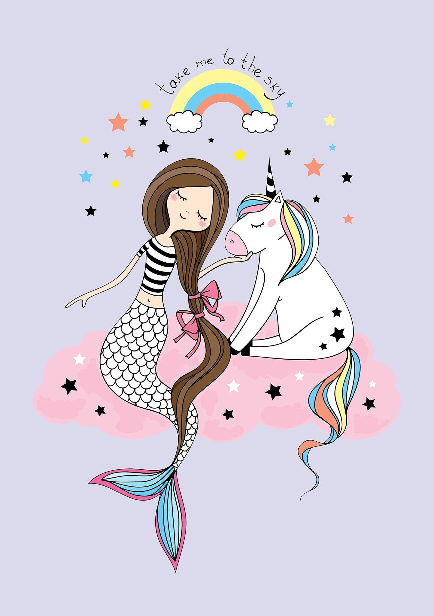 Mermaid Unicorn Poster or Framed Art print Unique Gift Girls Room art unicorn wall hanging unicorn Decor mermaid art girly art unicorn art