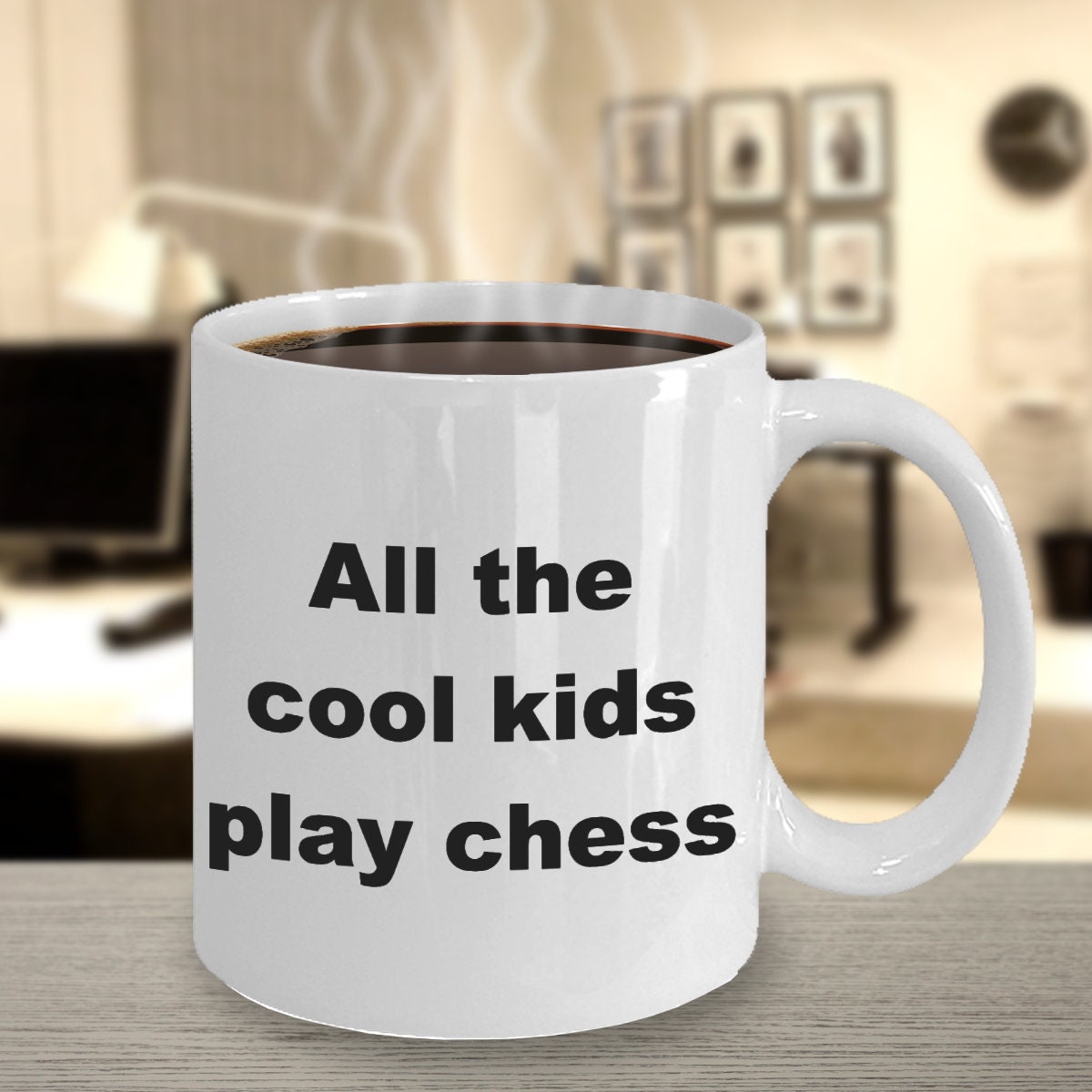 Chess Mug: All The Cool Kids Play Chess, Ceramic Coffee Mug