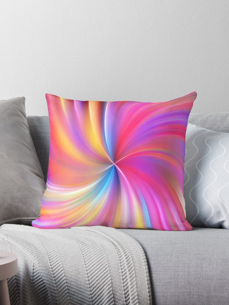 Colorful Swirl Pillow - Psychedelic Home Decor