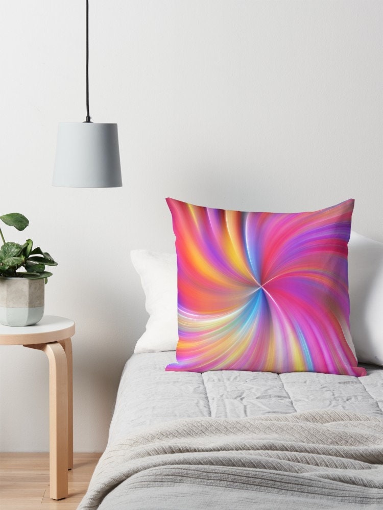 Colorful Swirl Pillow - Psychedelic Home Decor