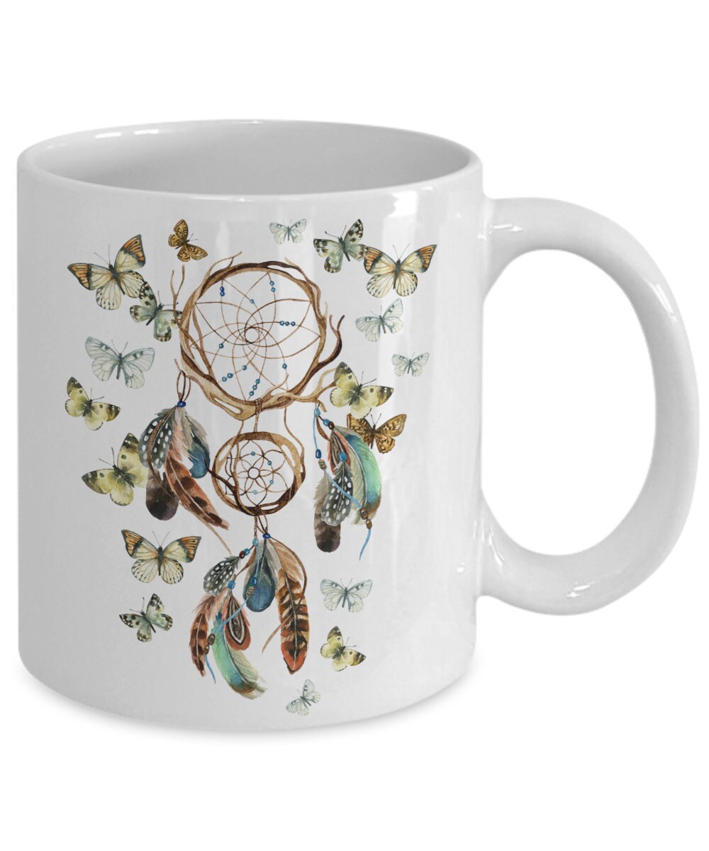 Butterfly Dream Catcher Mug butterfly coffee mug cute mugs dream catcher mug dream catcher gifts cheap gifts girly mugs butterfly mug boho