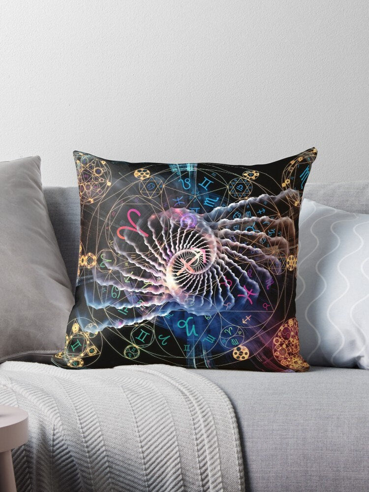 Astral pillow spiritual pillows yoga pillow zodiac pillows cheap gifts black pillows for couch fibonacci pillow sacred geometry pillow