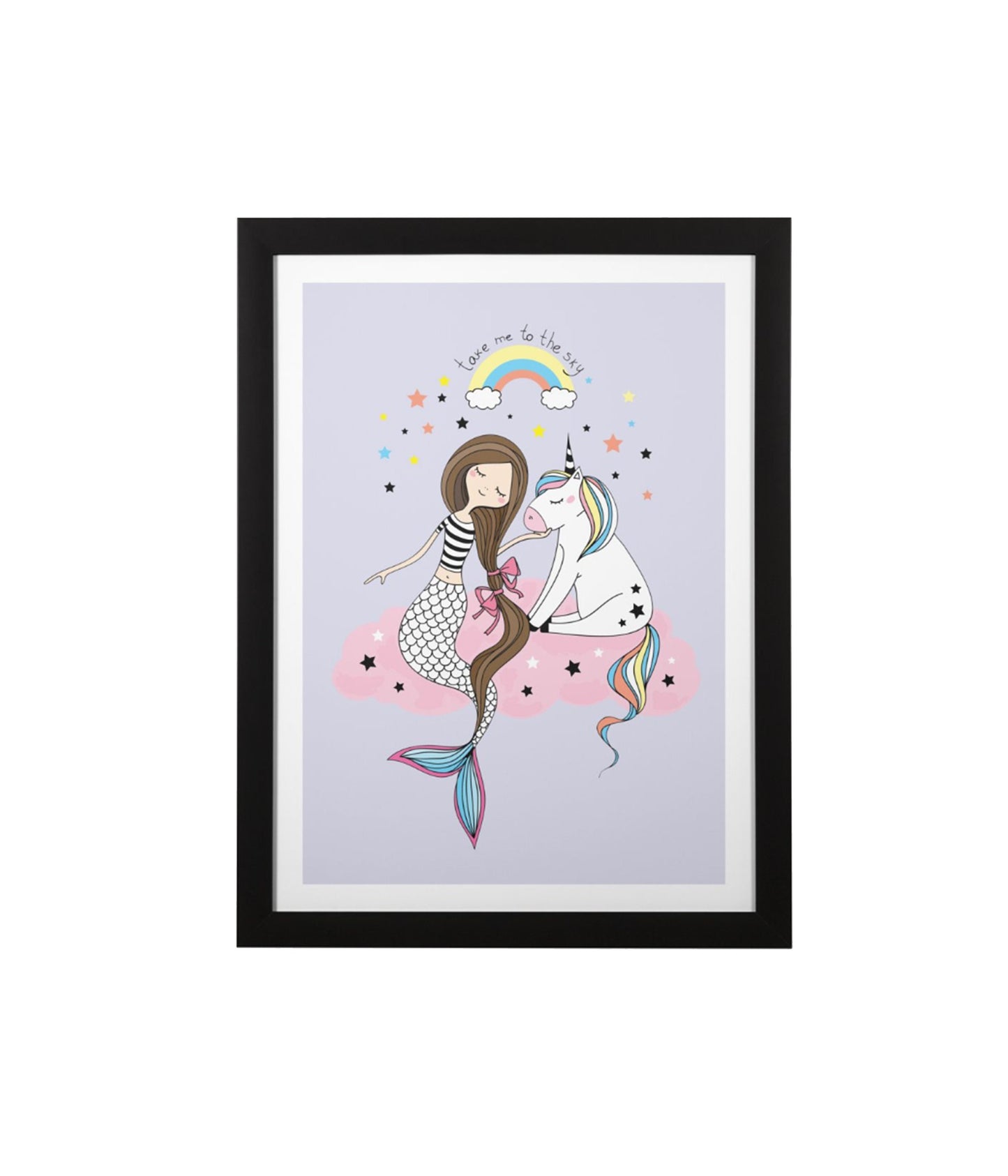 Mermaid Unicorn Poster or Framed Art print Unique Gift Girls Room art unicorn wall hanging unicorn Decor mermaid art girly art unicorn art