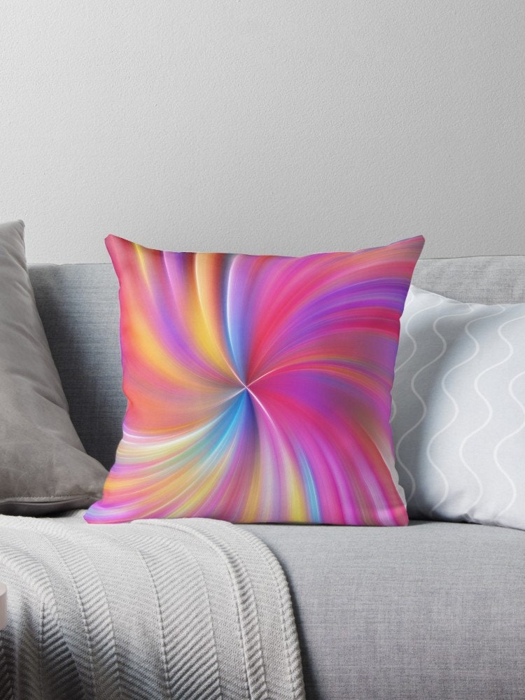 Colorful Swirl Pillow - Psychedelic Home Decor