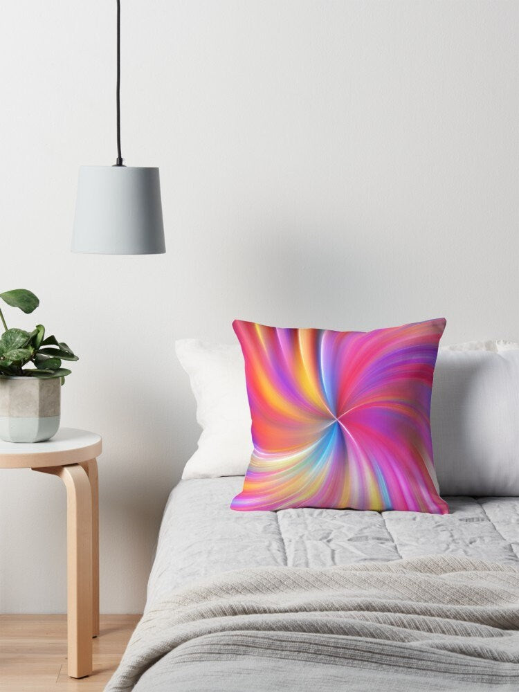 Colorful Swirl Pillow - Psychedelic Home Decor