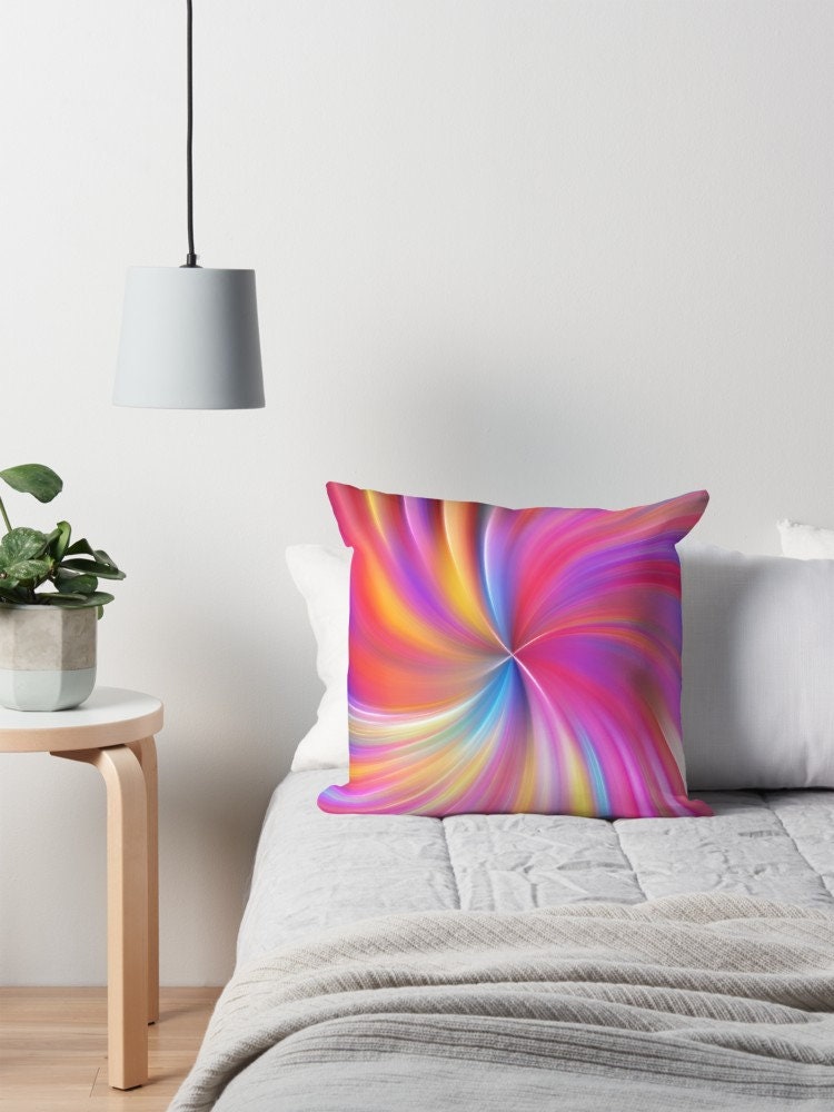 Colorful Swirl Pillow - Psychedelic Home Decor