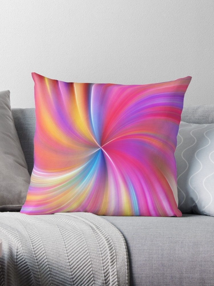 Colorful Swirl Pillow - Psychedelic Home Decor