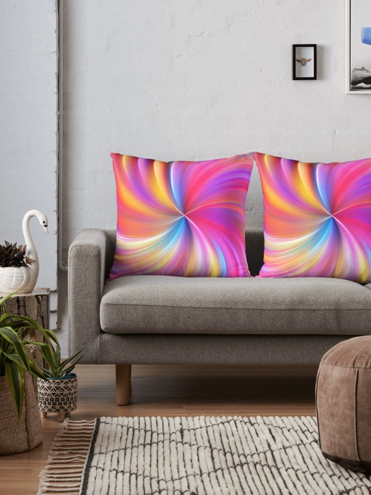 Colorful Swirl Pillow - Psychedelic Home Decor