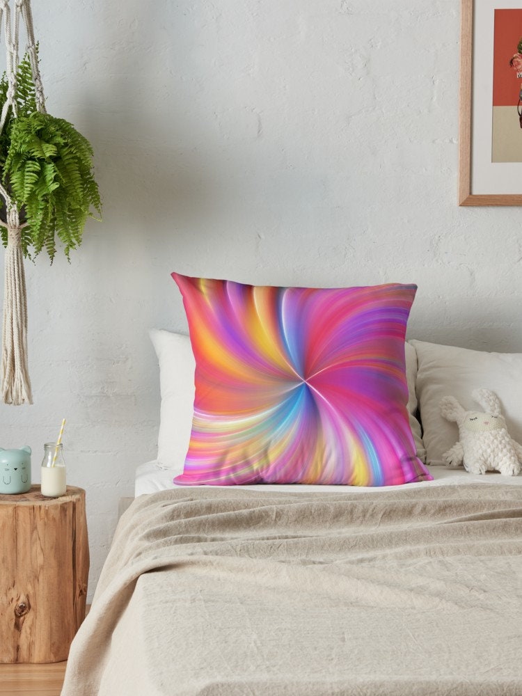 Colorful Swirl Pillow - Psychedelic Home Decor