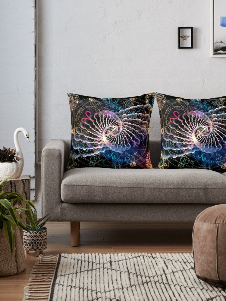 Astral pillow spiritual pillows yoga pillow zodiac pillows cheap gifts black pillows for couch fibonacci pillow sacred geometry pillow