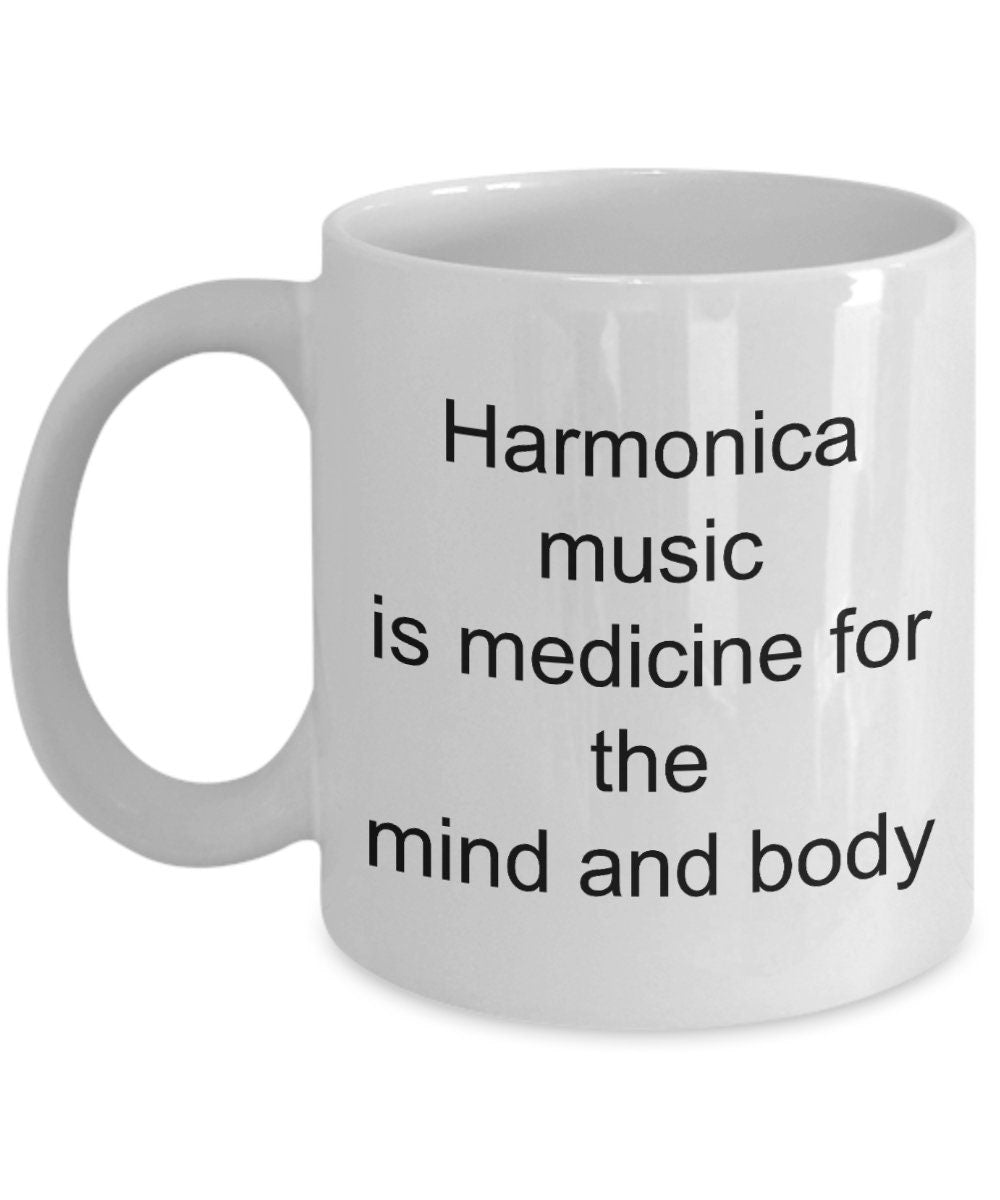 Harmonica Mug Harmonica music is medicine for the mind and body coffee mug cute mugs for harmonica players mugs cheap gift harmonica gifts