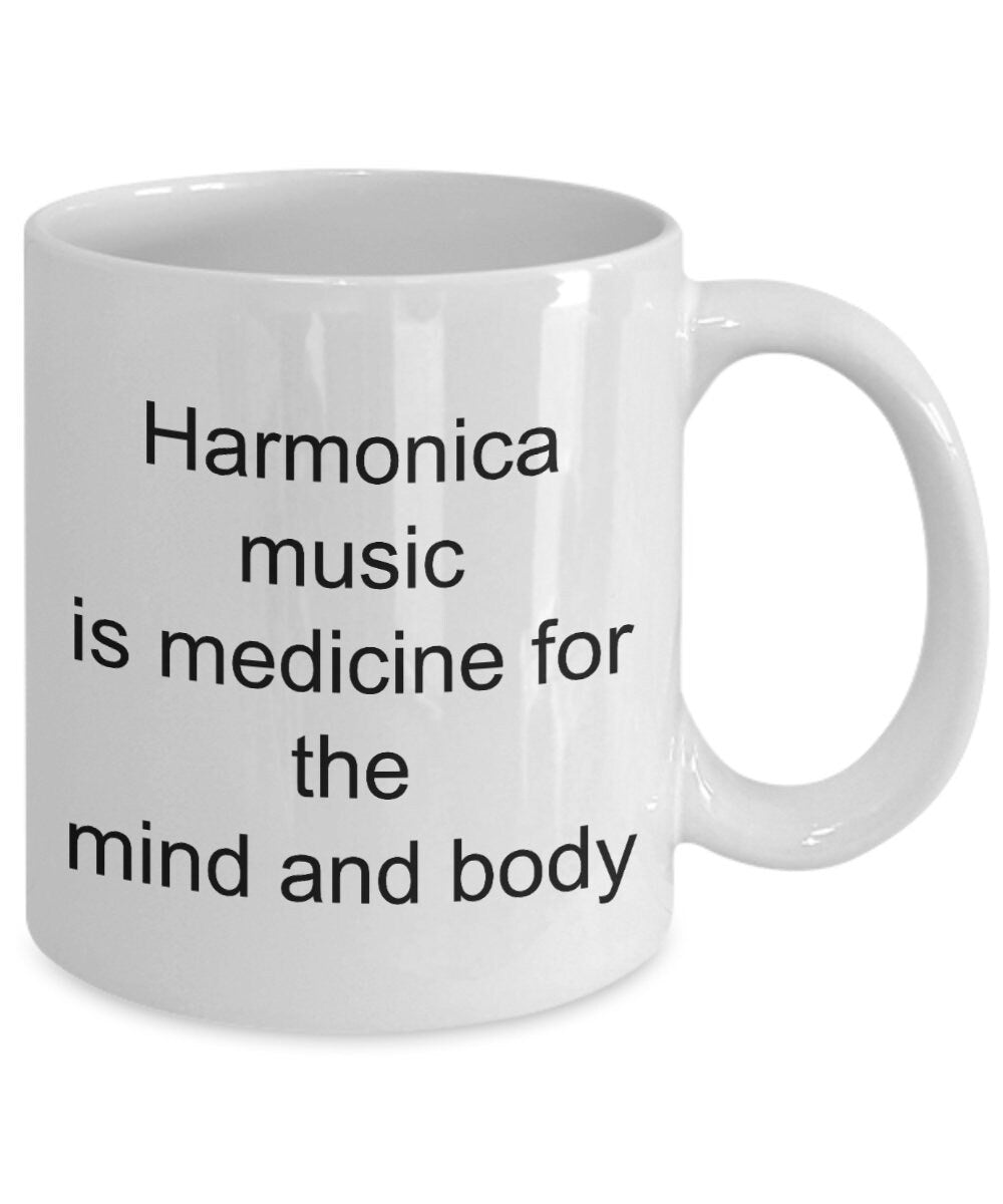 Harmonica Mug Harmonica music is medicine for the mind and body coffee mug cute mugs for harmonica players mugs cheap gift harmonica gifts