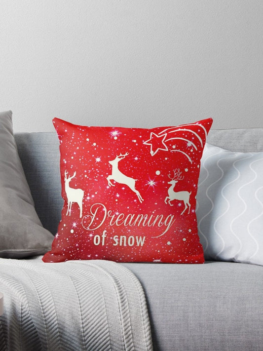 Red Christmas Pillow christmas pillows xmas pillow couch holidays pillows holiday pillow xmas pillows cute reindeer pillow reindeer pillows