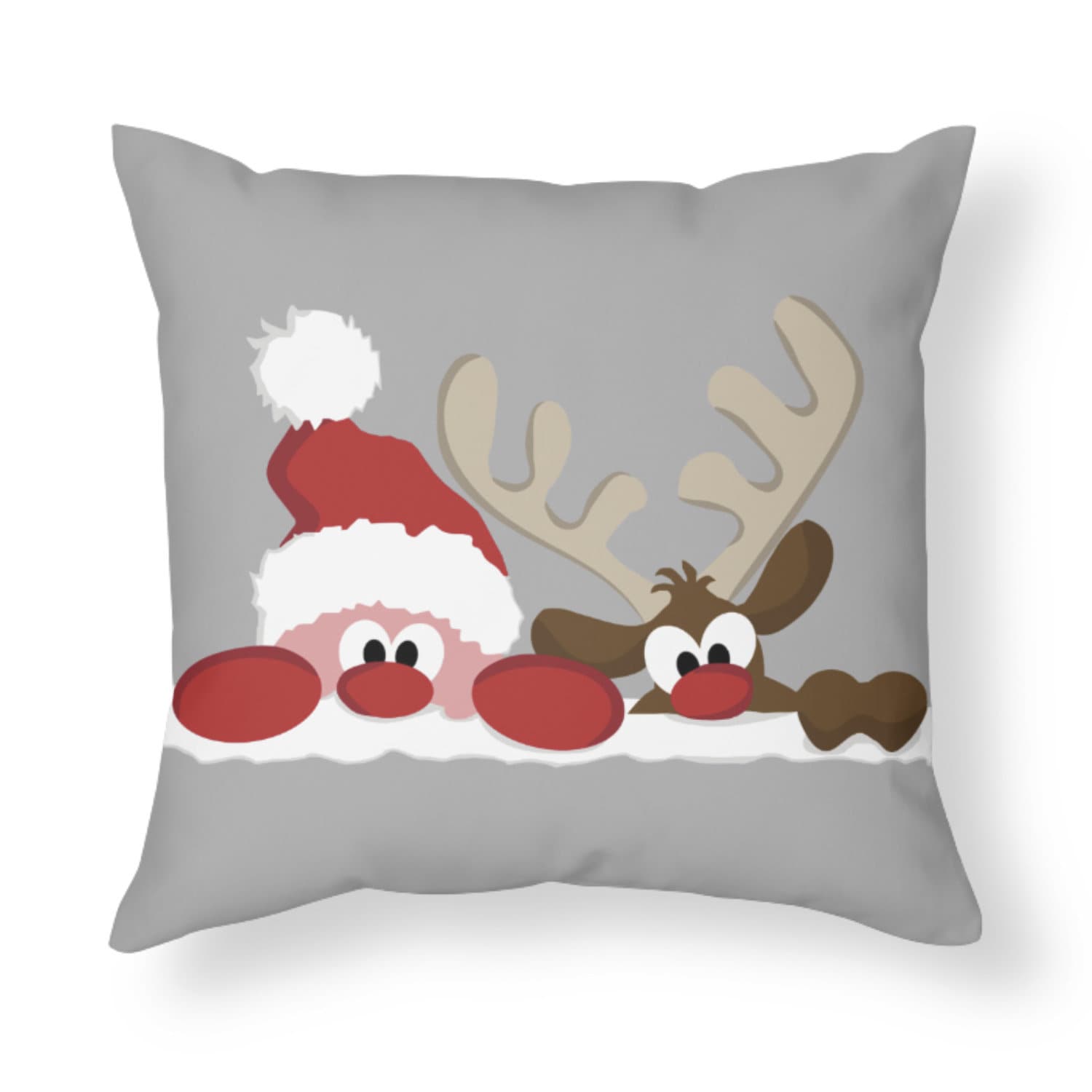 Christmas Santa Reindeer Pillow christmas pillows xmas pillow couch holidays pillows holiday pillow xmas pillows cute pillows gray