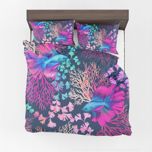 Coral Reef Comforter or Duvet Cover ocean bedding beach bedding purple comforter colorful duvet tropical comforter boho decor
