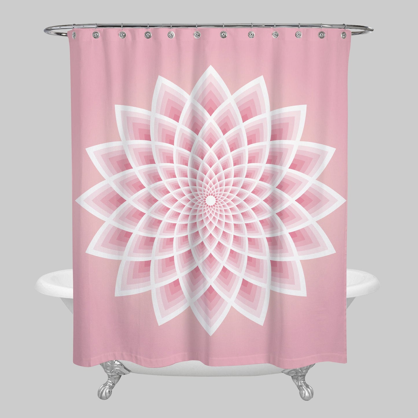 Pink Lotus Shower Curtain: Sacred Geometry Bath Decor