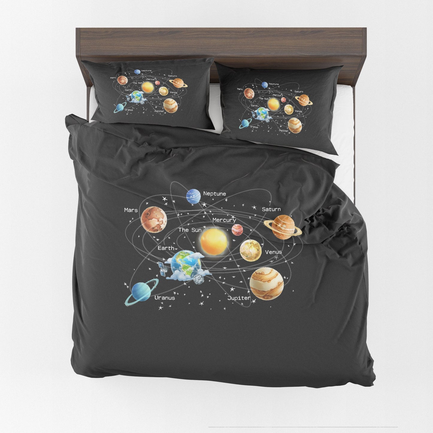 Space Comforter or Duvet Cover girls boys bedding planets bedding solar system comforter galaxy comforter boys bedroom planets duvet cover