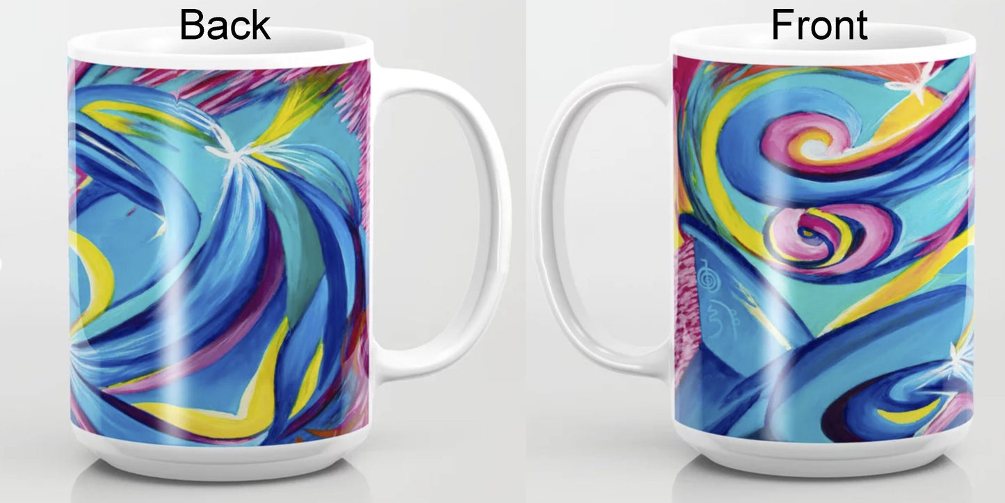Colorful Abstract Art Mug 11 or 15oz Ceramic Coffee Mug Unique Gift Reiki mug spiritual mugs gift cheap gift Artsy mugs colorful mugs