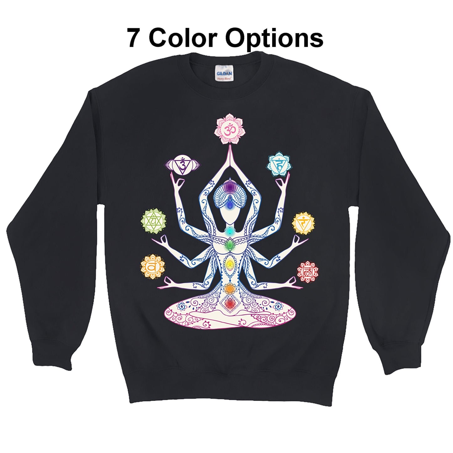 Chakra Sweatshirt spiritual gifts meditation sweatshirt chakras longsleeve meditate sweatshirt yoga clothing yogi gift colorful sweatshirt