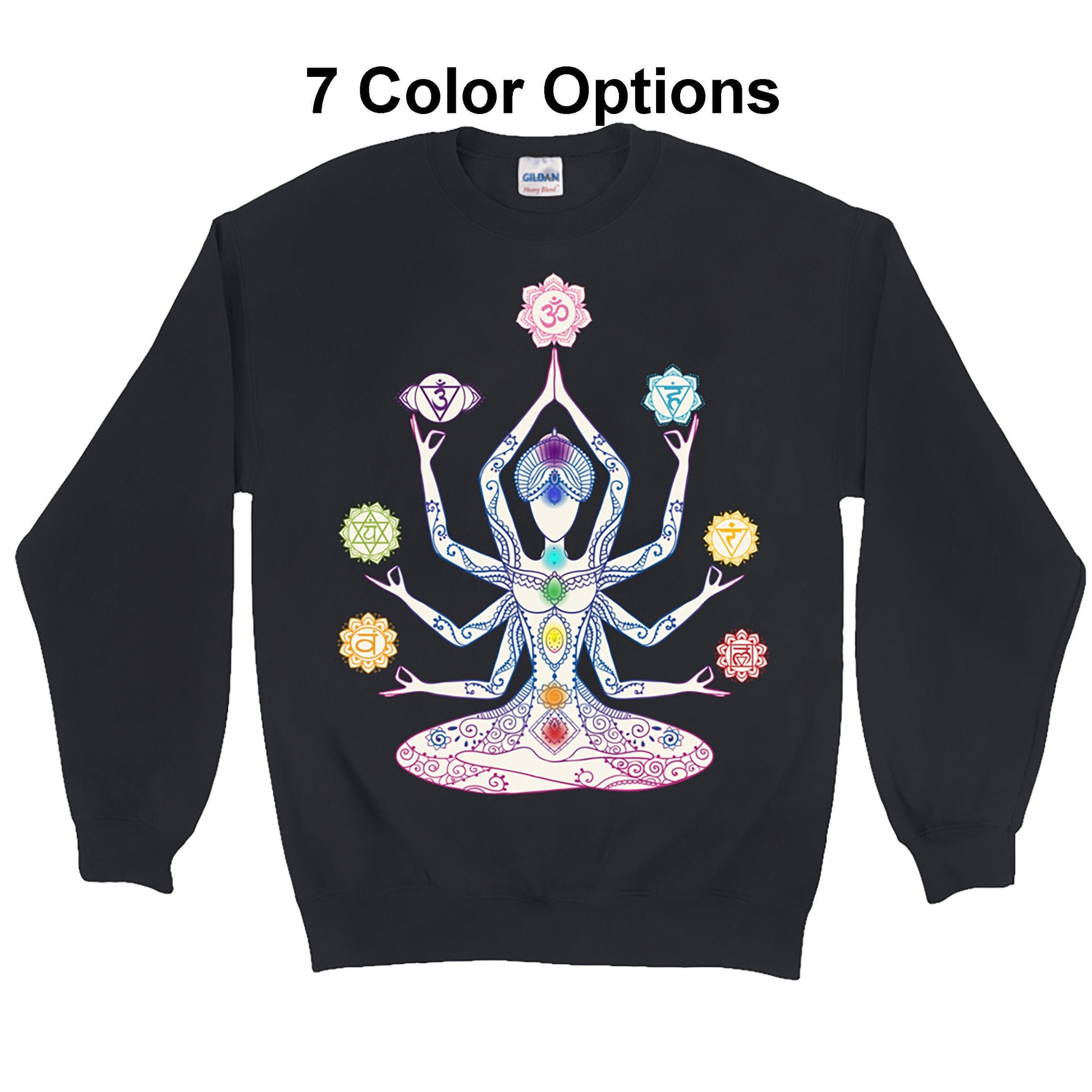 Chakra Sweatshirt spiritual gifts meditation sweatshirt chakras longsleeve meditate sweatshirt yoga clothing yogi gift colorful sweatshirt