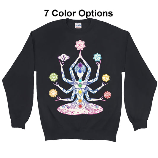 Chakra Sweatshirt spiritual gifts meditation sweatshirt chakras longsleeve meditate sweatshirt yoga clothing yogi gift colorful sweatshirt
